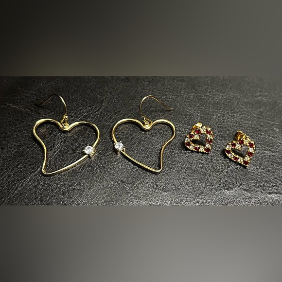 Vintage Avon Jewelry - Two Vintage Avon Gold tone Heart Earrings